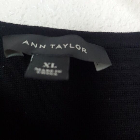 Ann Taylor Tunic Tank Top Womens XL Black Viscose Blend Round Neck Split Hem - Picture 6 of 15